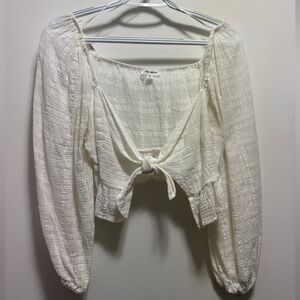 White front tie blouse